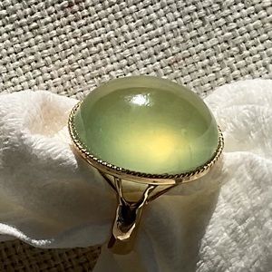 Large Solid Prehnite Ring